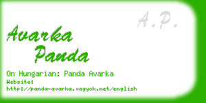 avarka panda business card